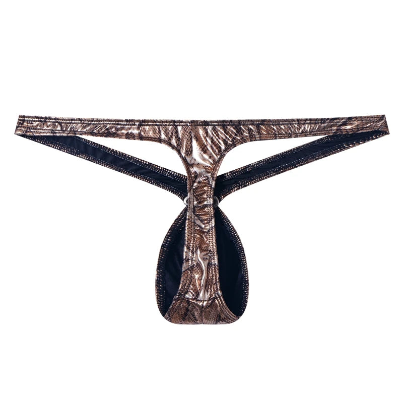 gold Jockmail Snakeskin Bare Thong - pridevoyageshop.com - gay men’s underwear and swimwear