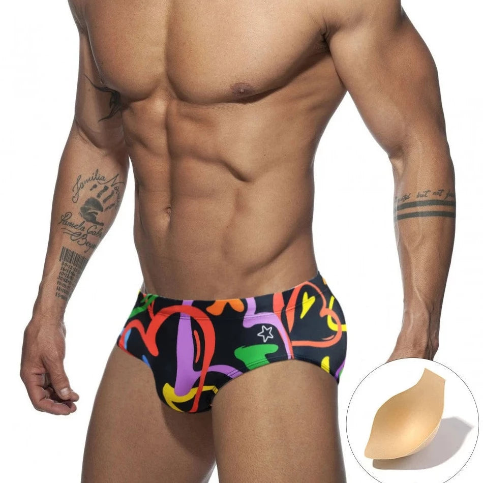 a hot gay man in Men's Heartbeat Swim Briefs - pridevoyageshop.com - gay men’s underwear and swimwear