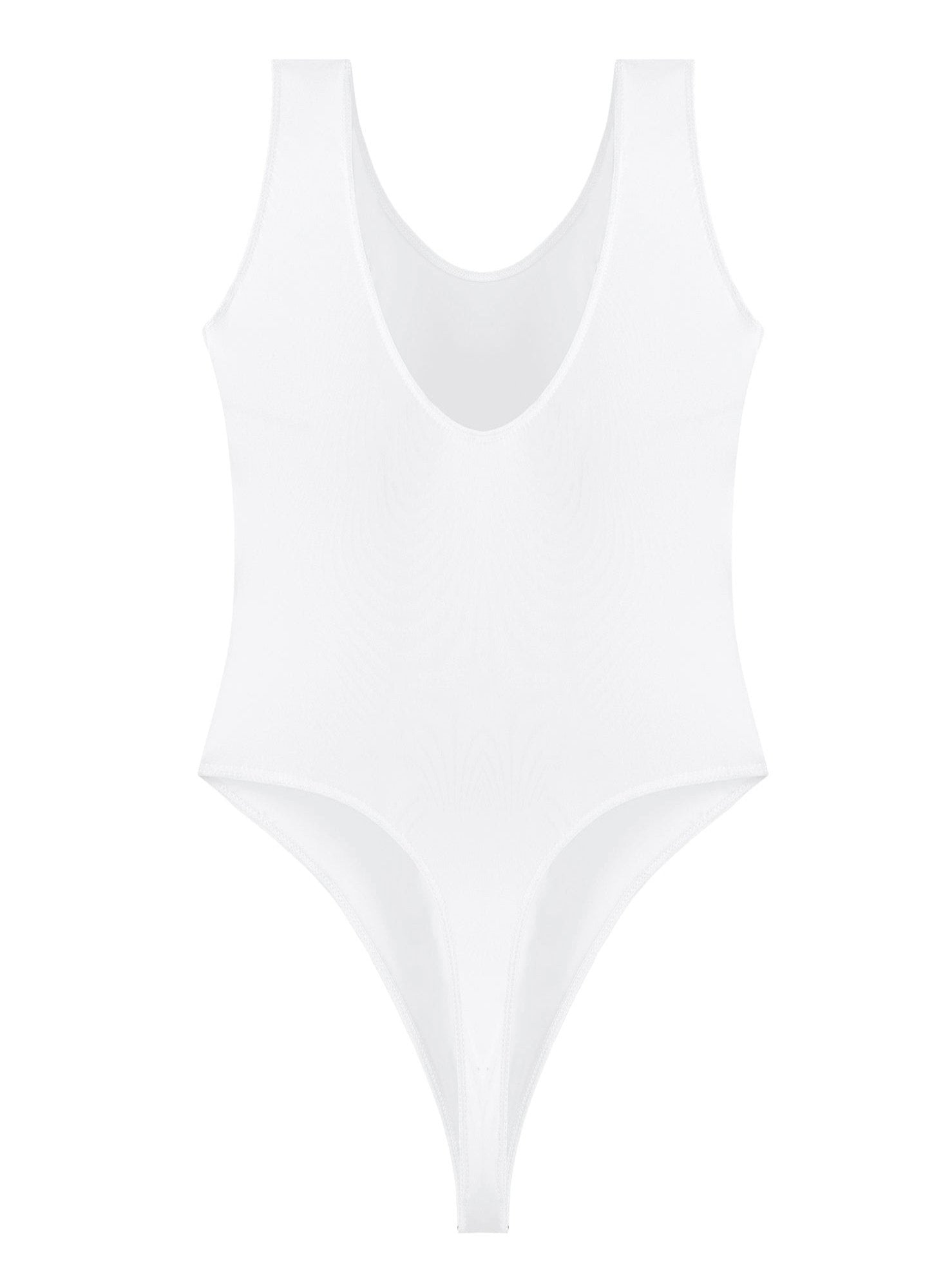 white The ’80s Shiny Thong Bodysuits - Men's Singlets, Bodysuits, Leotard & Unitard - pridevoyageshop.com