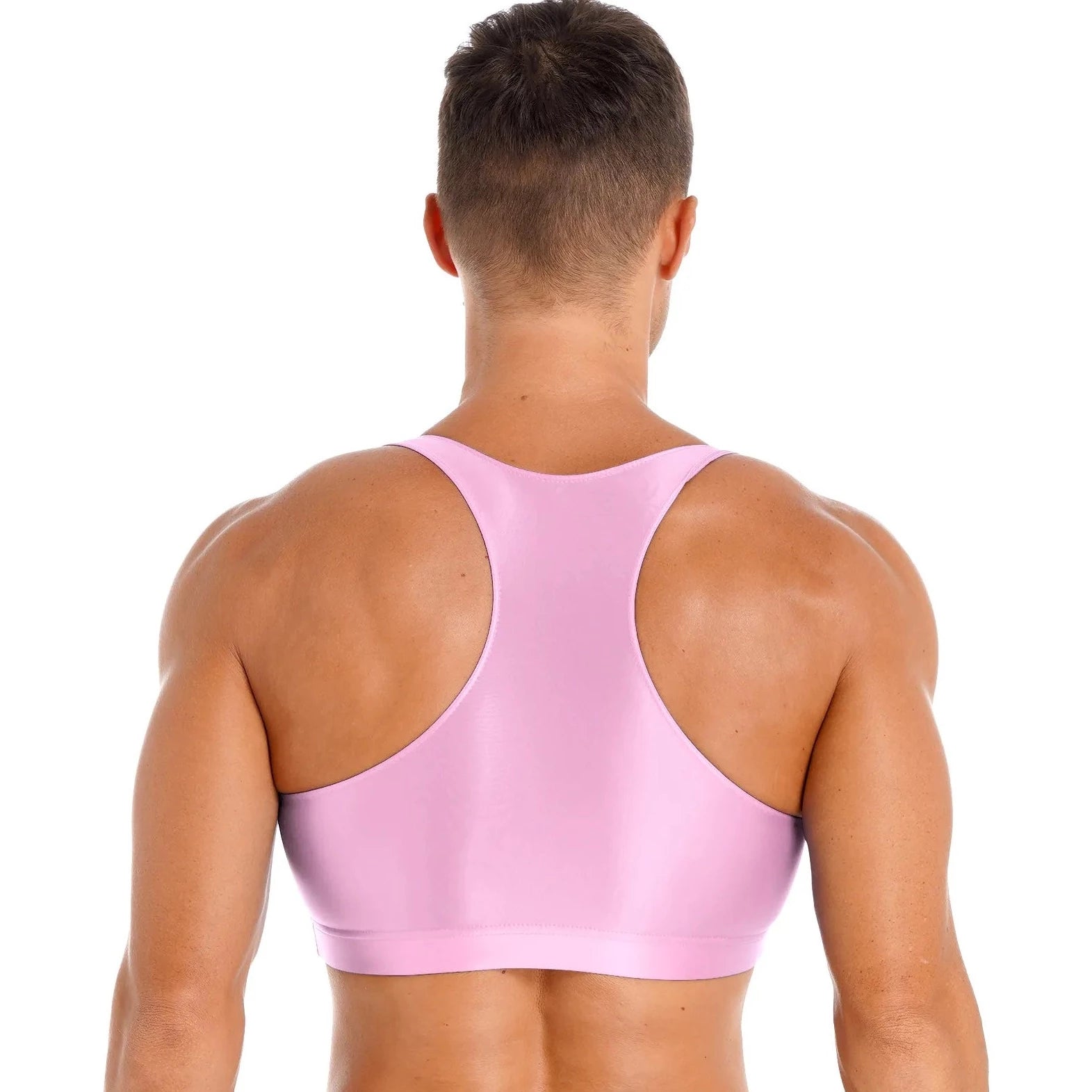 a sexy gay man in pink Men's Glossy Sports Crop Top | Gay Crop Tops & Sports Wear - pridevoyageshop.com - gay crop tops, gay casual clothes and gay clothes store