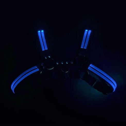 Blue Rainbow Glow Chest Harness: Mens Best Night Club Wear- pridevoyageshop.com - gay men’s harness, lingerie and fetish wear