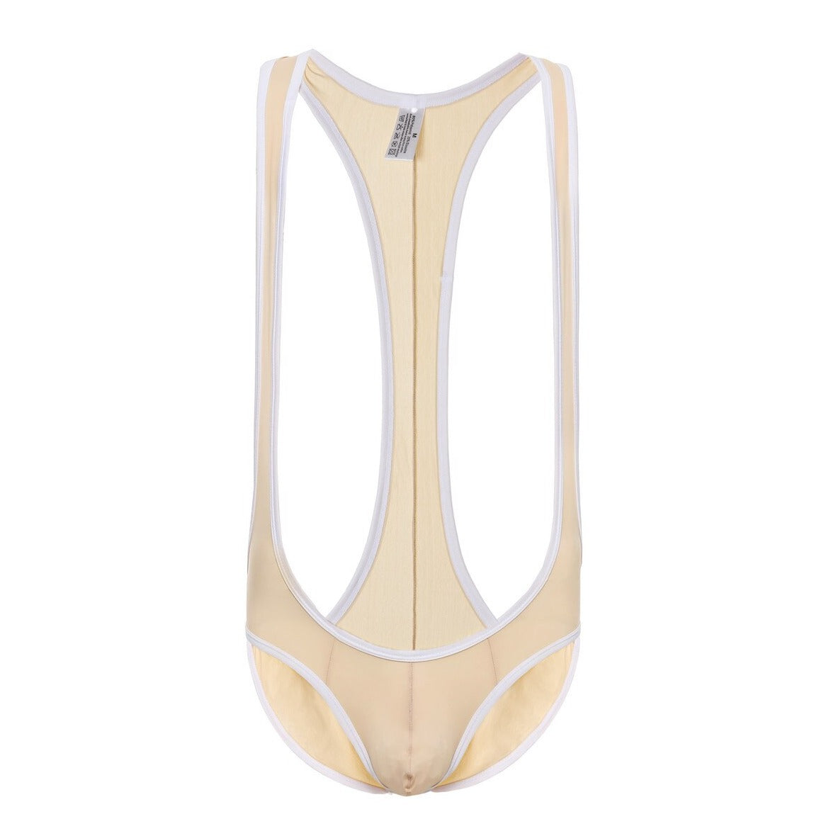 beige Gay Singlet and Bodysuit | Solid Show Pecs Brief Singlet - Men's Singlets, Bodysuits, Leotard & Unitard - pridevoyageshop.com