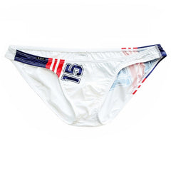 white Gay Swimwear | DM 15 Skinny Ice Silk Swim Briefs- pridevoyageshop.com - gay men’s underwear and swimwear