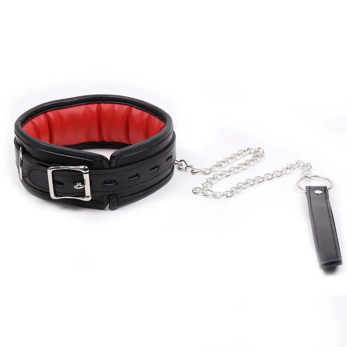 red Lust Puppy Padded Collar & Chain Leash - pridevoyageshop.com - gay men’s bodystocking, lingerie, fishnet and fetish wear