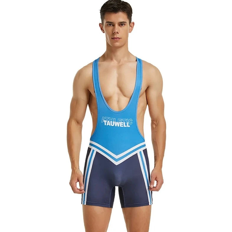  a sexy gay man in Athletic Blue Racerback Classic Athletic Singlet - Men's Singlets, Bodysuits, Leotard & Unitard - pridevoyageshop.com