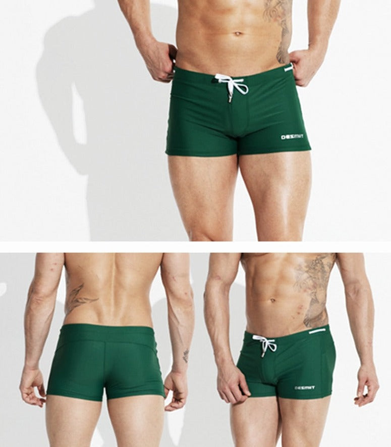 sexy gay man in green Gay Swimwear | Sexy Mens Pouch Square Cut Swim Trunks - pridevoyageshop.com - gay men’s underwear and swimwear