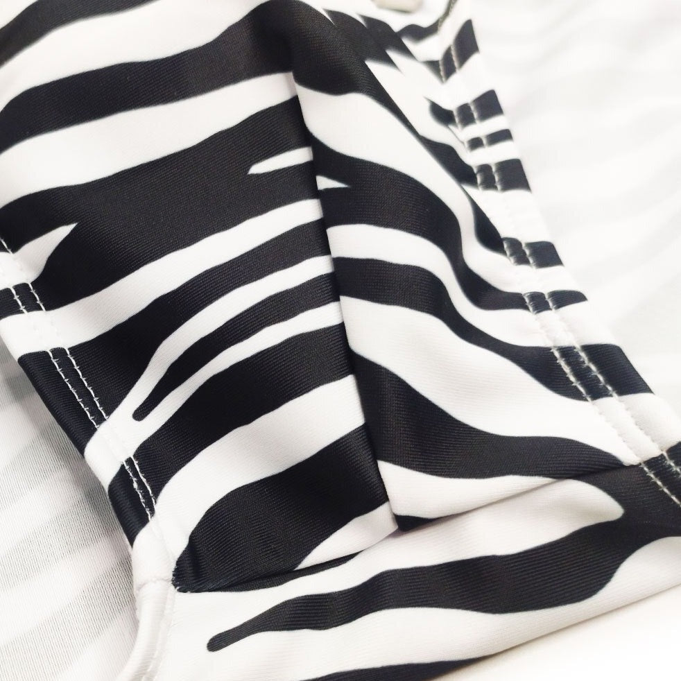 details of Gay Swimwear | Zebra Striped Swim Briefs- pridevoyageshop.com - gay men’s underwear and swimwear
