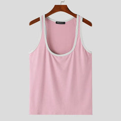 pink PecsShow Deep Scoop Neck Tank Top - pridevoyageshop.com - gay men’s gym tank tops, mesh tank tops and activewear