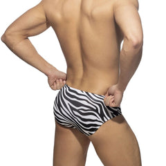 sexy gay man in Gay Swimwear | Zebra Striped Swim Briefs- pridevoyageshop.com - gay men’s underwear and swimwear