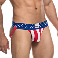 a sexy gay man in USA Freedom Jockstrap - pridevoyageshop.com - gay men’s underwear and swimwear