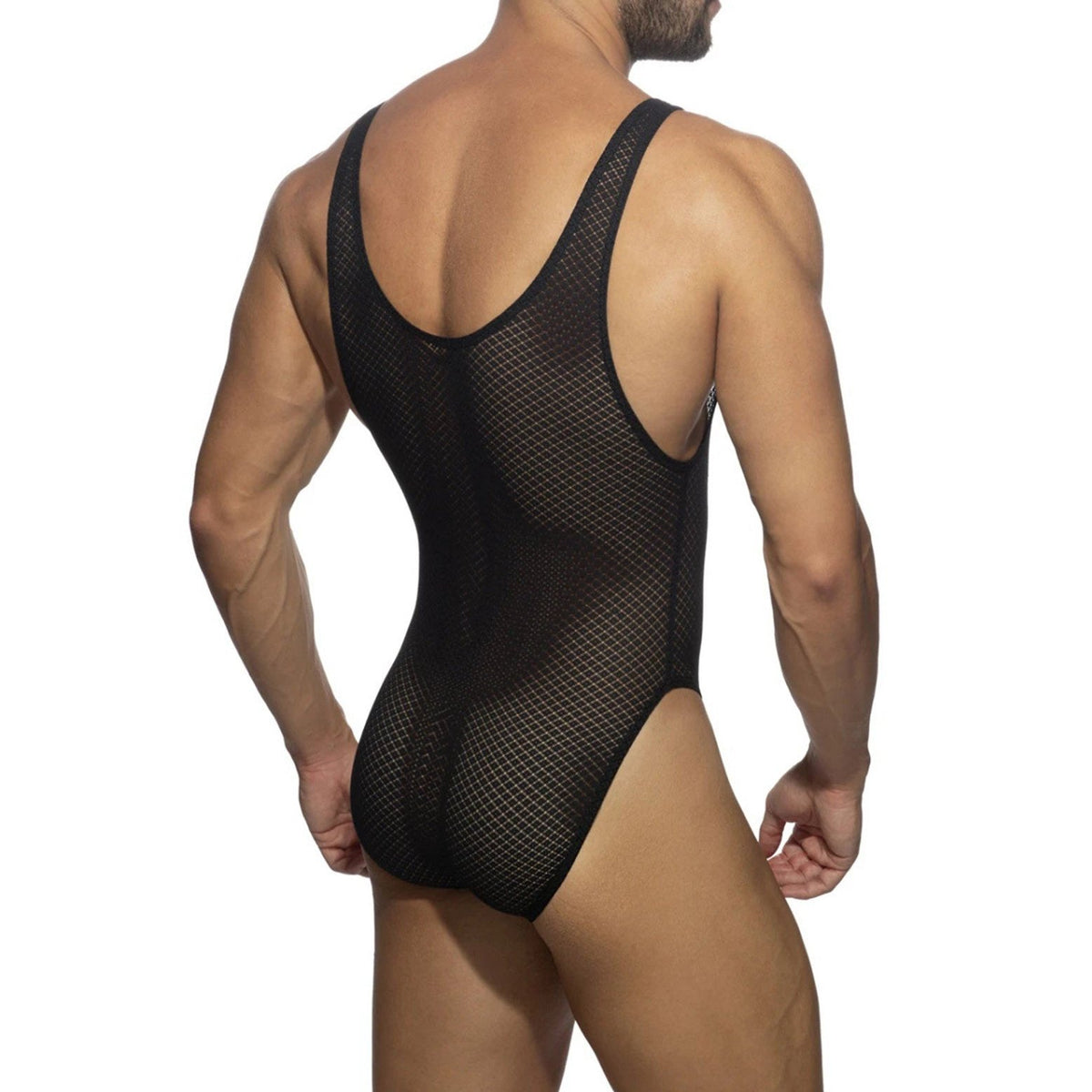 a hot gay man in black diamond B Primal Lace Thong Bodysuit - Men's Singlets, Bodysuits, Leotard & Unitard - pridevoyageshop.com