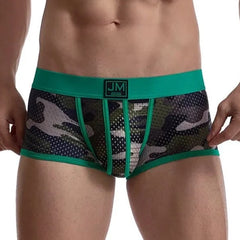 green Jockmail Camo Mesh Boxer Briefs - pridevoyageshop.com - gay men’s underwear and swimwear