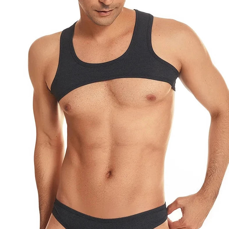 a hot gay guy in black Men's Ribbed Muscle Crop Top | Gay Crop Tops & Sports Wear - pridevoyageshop.com - gay crop tops, gay casual clothes and gay clothes store