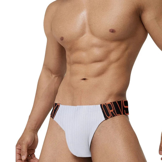 a sexy gay man in white ORLVS Men's Ribbed Briefs - pridevoyageshop.com - gay men’s underwear and swimwear
