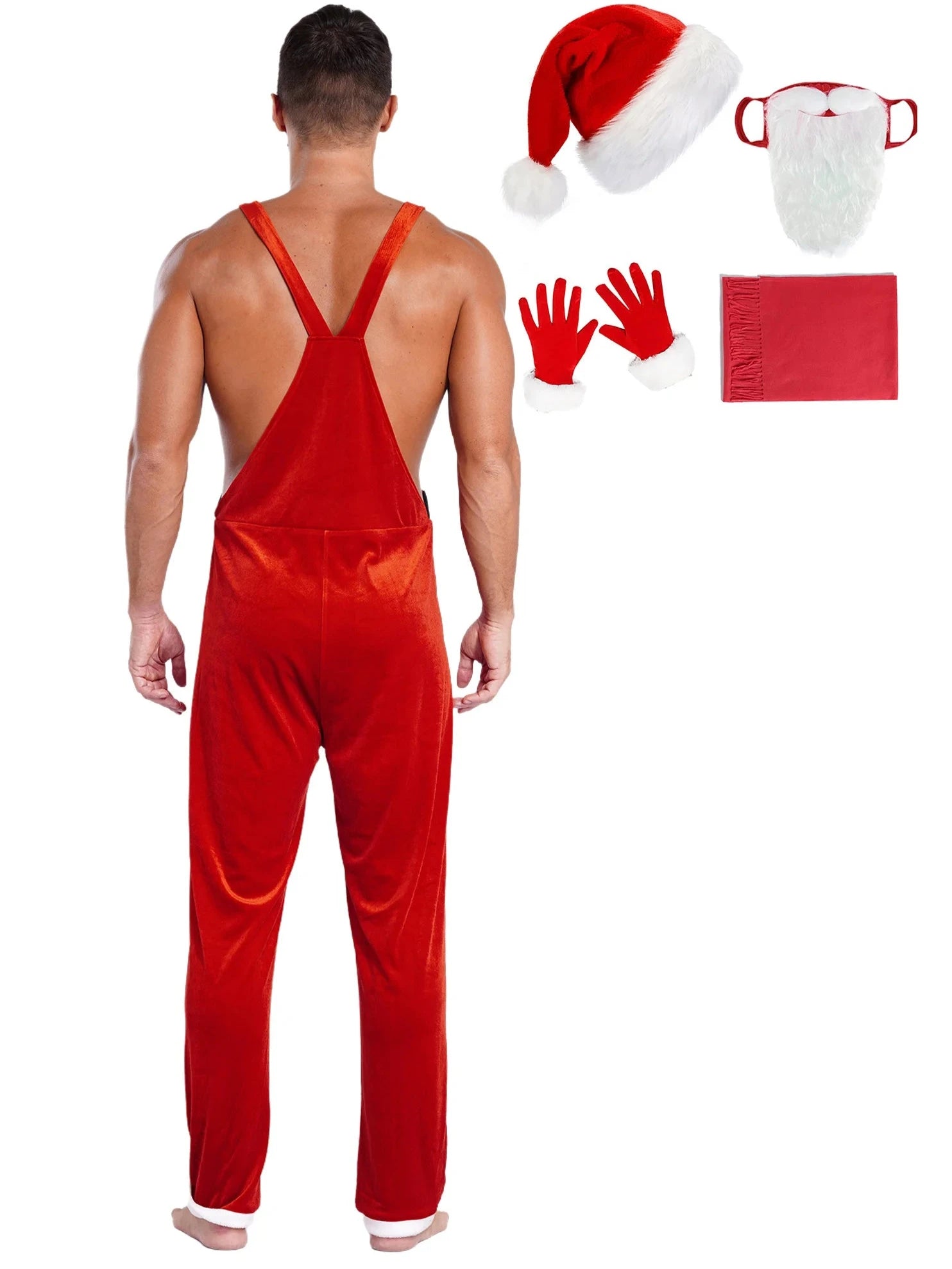 a sexy man in Santa’s Naughty Helper Jumpsuit Costume - pridevoyageshop.com - gay costumes, men role play outfits, gay party costumes and gay rave outfits