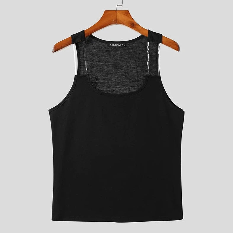 black The Chic Tank Slim Fit - pridevoyageshop.com - gay men’s gym tank tops, mesh tank tops and activewear