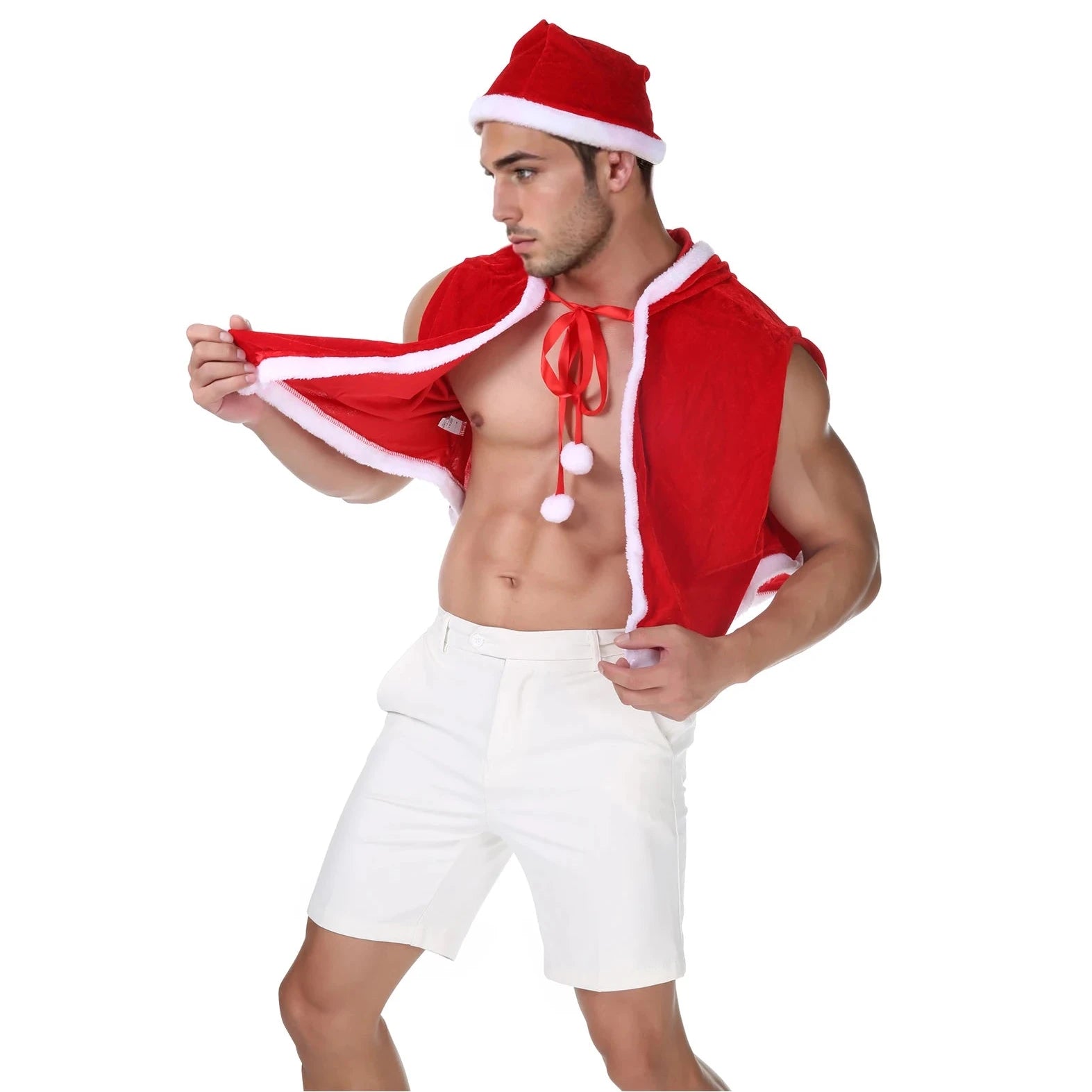 a sexy gay man in Sleigh Daddy Santa Costume - pridevoyageshop.com - gay costumes, men role play outfits, gay party costumes and gay rave outfits