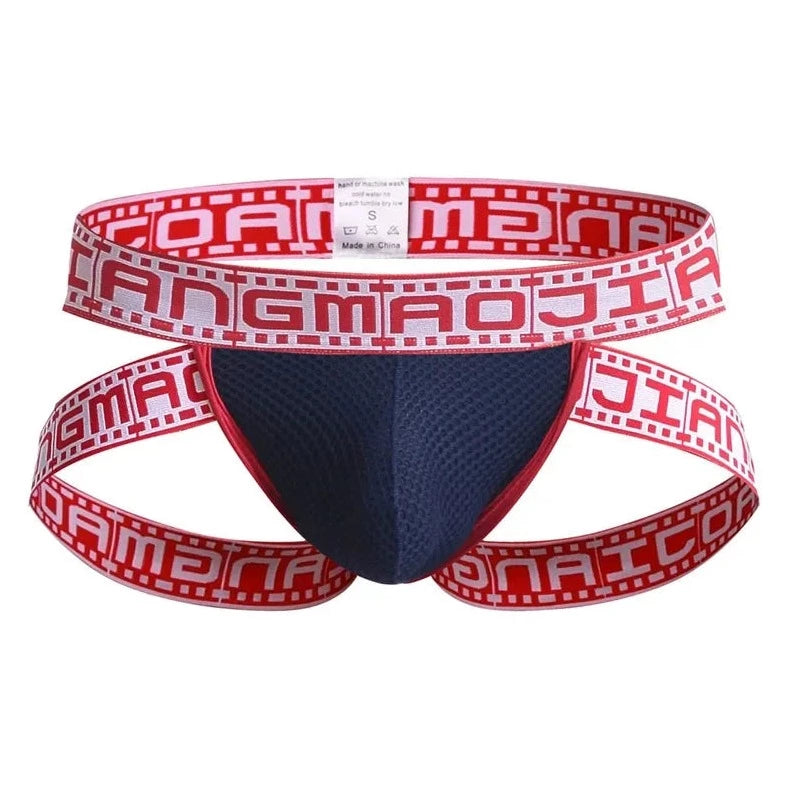 navy Gay Men's Movie Strip Jockstrap - pridevoyageshop.com - gay men’s underwear and swimwear