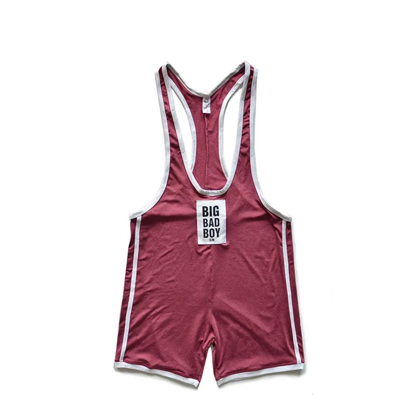 Burgundy DM Big Bad Boy Wrestling Singlet - Men's Singlets, Bodysuits, Rompers & Jumpsuits - pridevoyageshop.com