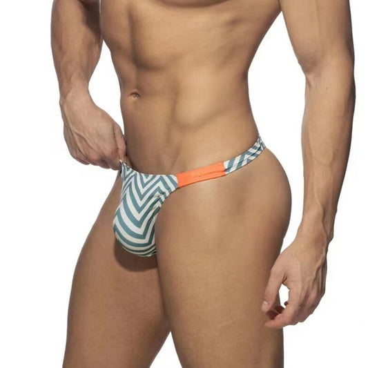 sexy gay man in striped Gay Swimwear | DESMIIT Uplifted Package Swim Briefs- pridevoyageshop.com - gay men’s underwear and swimwear