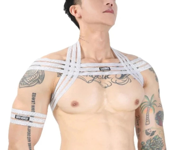 silver Men's Waterfall Harness & Metallic Jock Briefs - pridevoyageshop.com - gay men’s underwear and swimwear