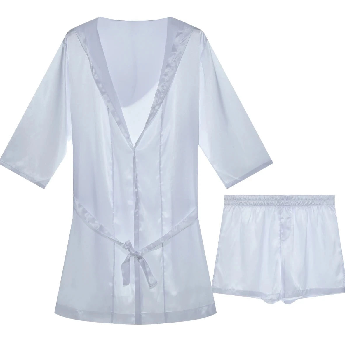 white Men's Silk Hooded Robe + Boxers - pridevoyageshop.com - gay men’s underwear and swimwear