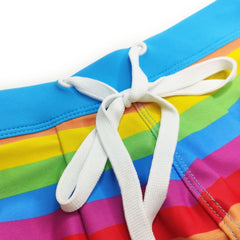 details of Gay Swimwear | Gay Men's Rainbow Drawstring Swim Trunks - pridevoyageshop.com - gay men’s underwear and swimwear