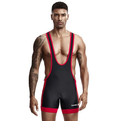 a hot man in black Deep Scoop Classic Wrestling Singlet - Men's Singlets, Bodysuits, Leotard & Unitard - pridevoyageshop.com