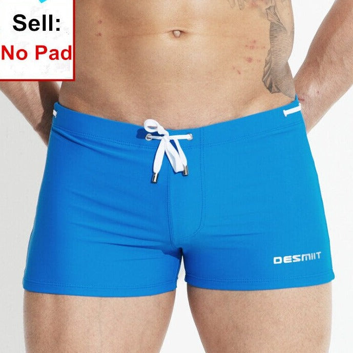 sexy gay man in blue Gay Swimwear | Sexy Mens Pouch Square Cut Swim Trunks - pridevoyageshop.com - gay men’s underwear and swimwear