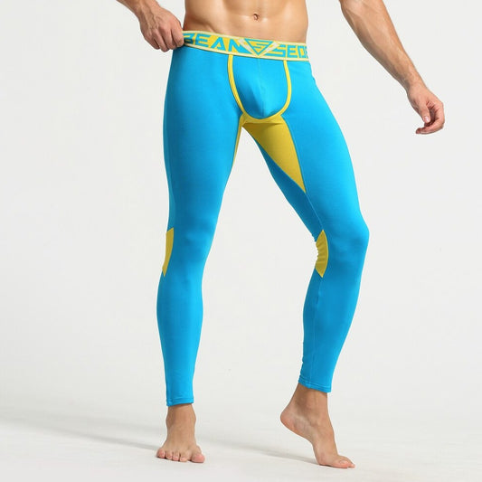 sexy gay man in blue Gay Leggings | Seobean Two Toned Workout Leggings - pridevoyageshop.com - gay men’s underwear and activewear