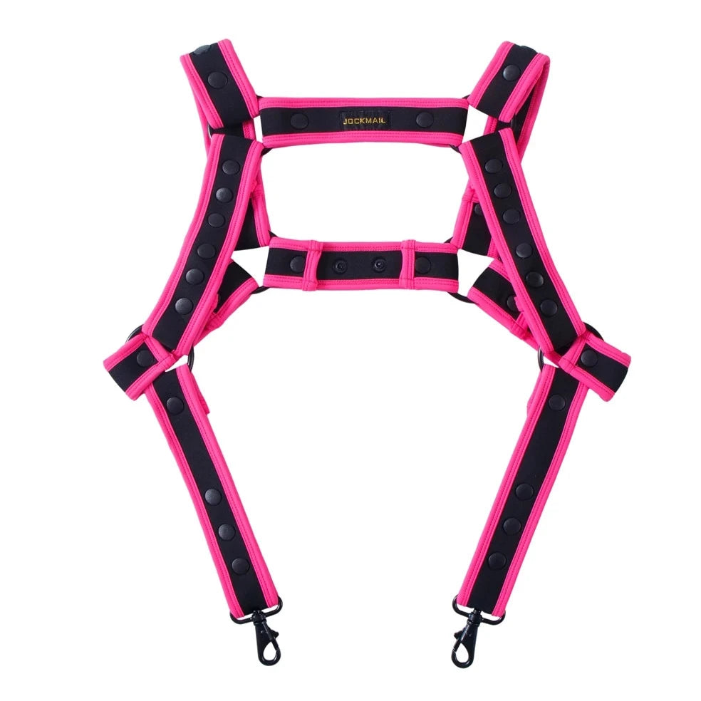 hot pink Pride Pulse Suspender Harness -pridevoyageshop.com - gay men’s harness, lingerie and fetish wear