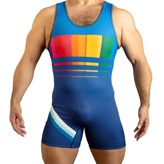 sexy gay hunks in Gay Singlet | Gay Hunks and Bears' Rainbow Wrestling Singlets - Men's Singlets, Bodysuits, Rompers & Jumpsuits - pridevoyageshop.com