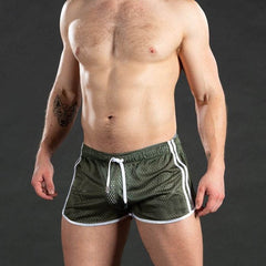 sexy gay man in green Gay Shorts | Men's Sexy Mesh Workout Shorts - Men's Activewear, gym short, running shorts- pridevoyageshop.com