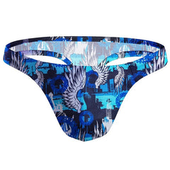 Blue ADANNU's Bold Printed Gay Thong: Men's Designer Thongs - pridevoyageshop.com - gay men’s underwear and swimwear