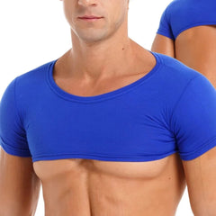 ahot gay guy in blue Men's Casual Solid Crop Tops | Gay Crop Tops & Club Wear - pridevoyageshop.com - gay crop tops, gay casual clothes and gay clothes store