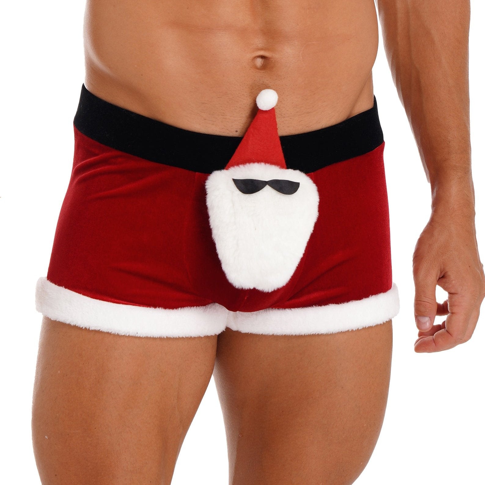 a hot man in Santa’s Surprise Christmas Boxers - pridevoyageshop.com - gay costumes, men role play outfits, gay party costumes and gay rave outfits