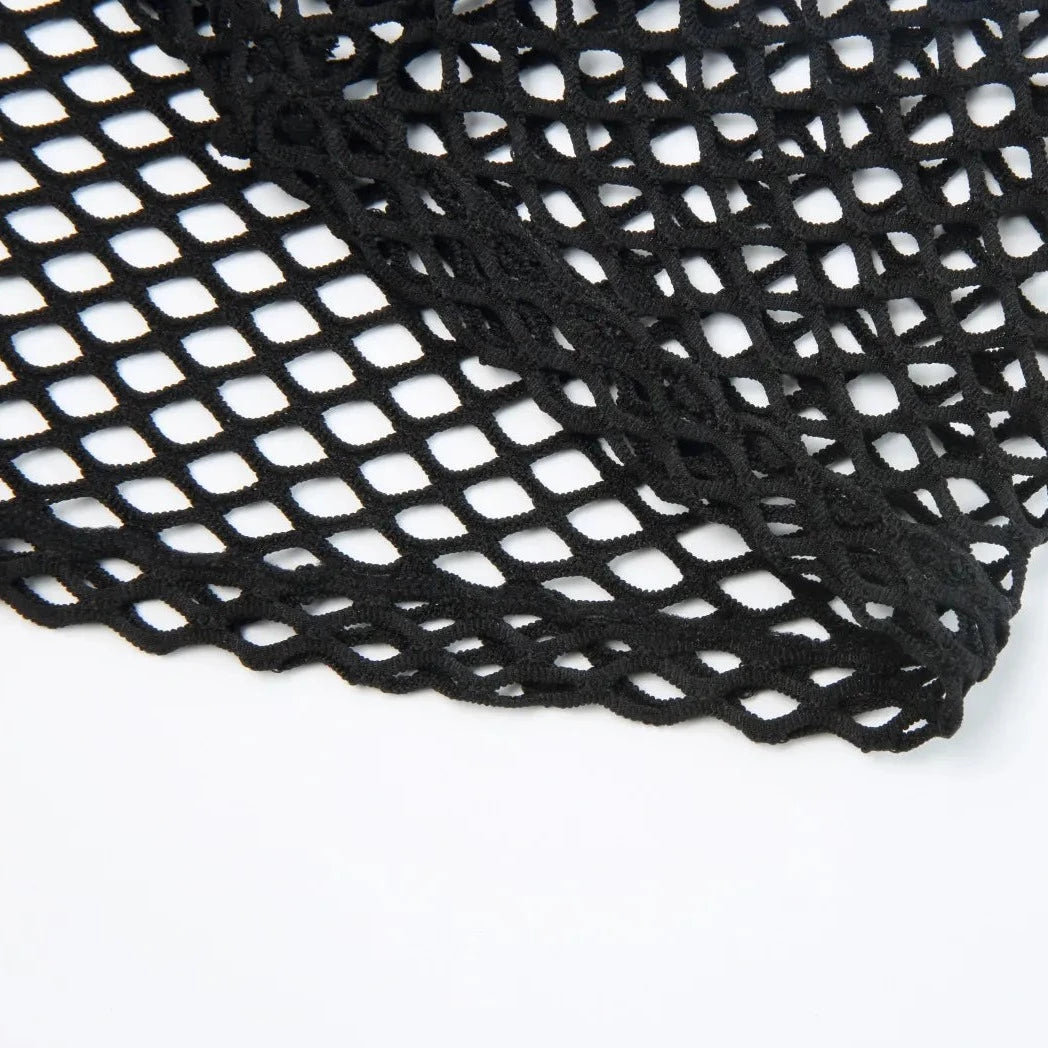 details of Men's Black PU Leather Fishnet Crop Top | Gay Crop Tops - pridevoyageshop.com - gay crop tops, gay casual clothes and gay clothes store