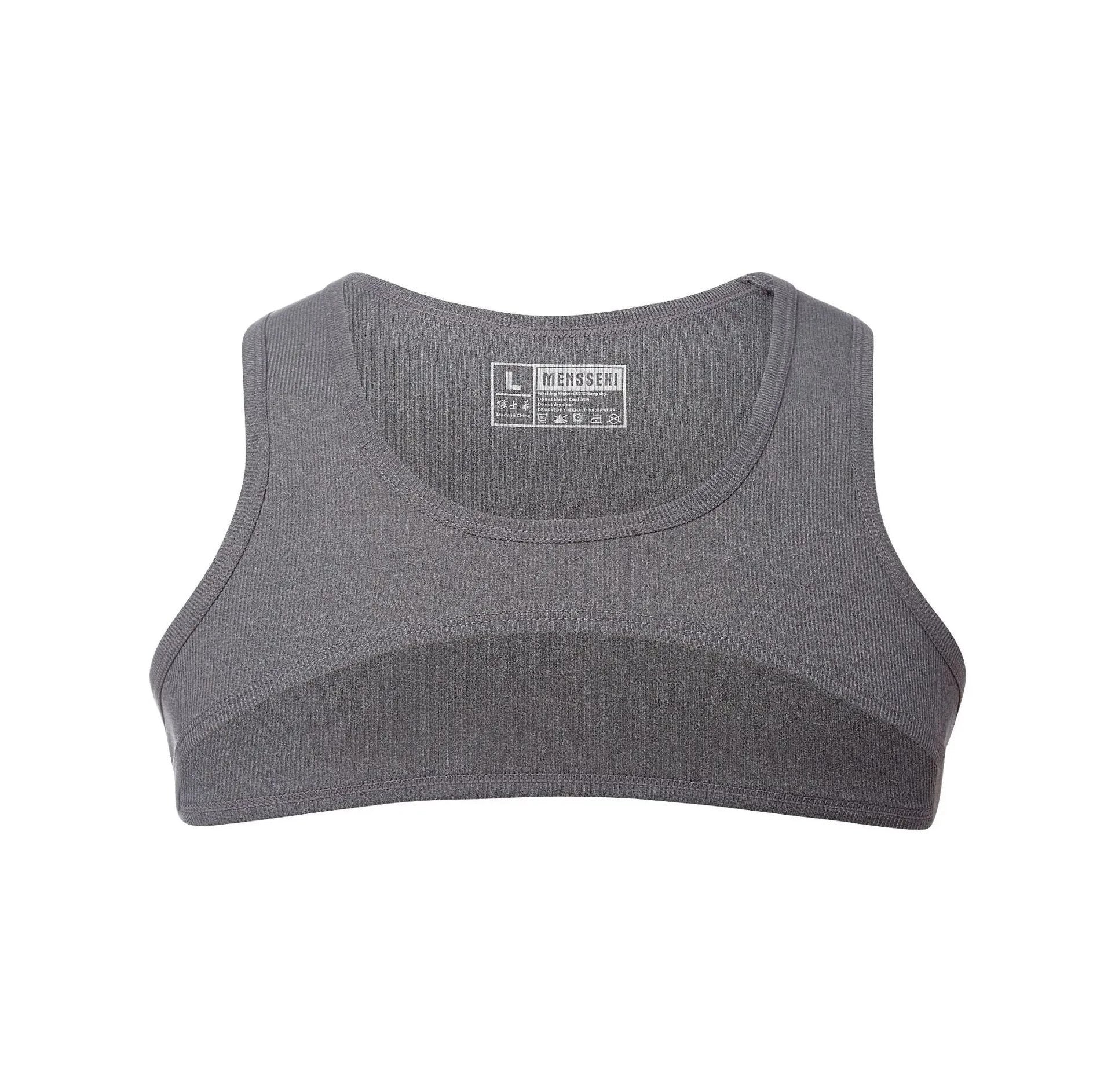 gray Men's Ribbed Muscle Crop Top | Gay Crop Tops & Sports Wear - pridevoyageshop.com - gay crop tops, gay casual clothes and gay clothes store