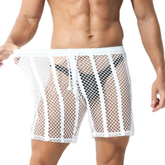 a hot gay man in white Men's Striped Hoodie Mesh Suit - pridevoyageshop.com - gay men’s underwear and swimwear