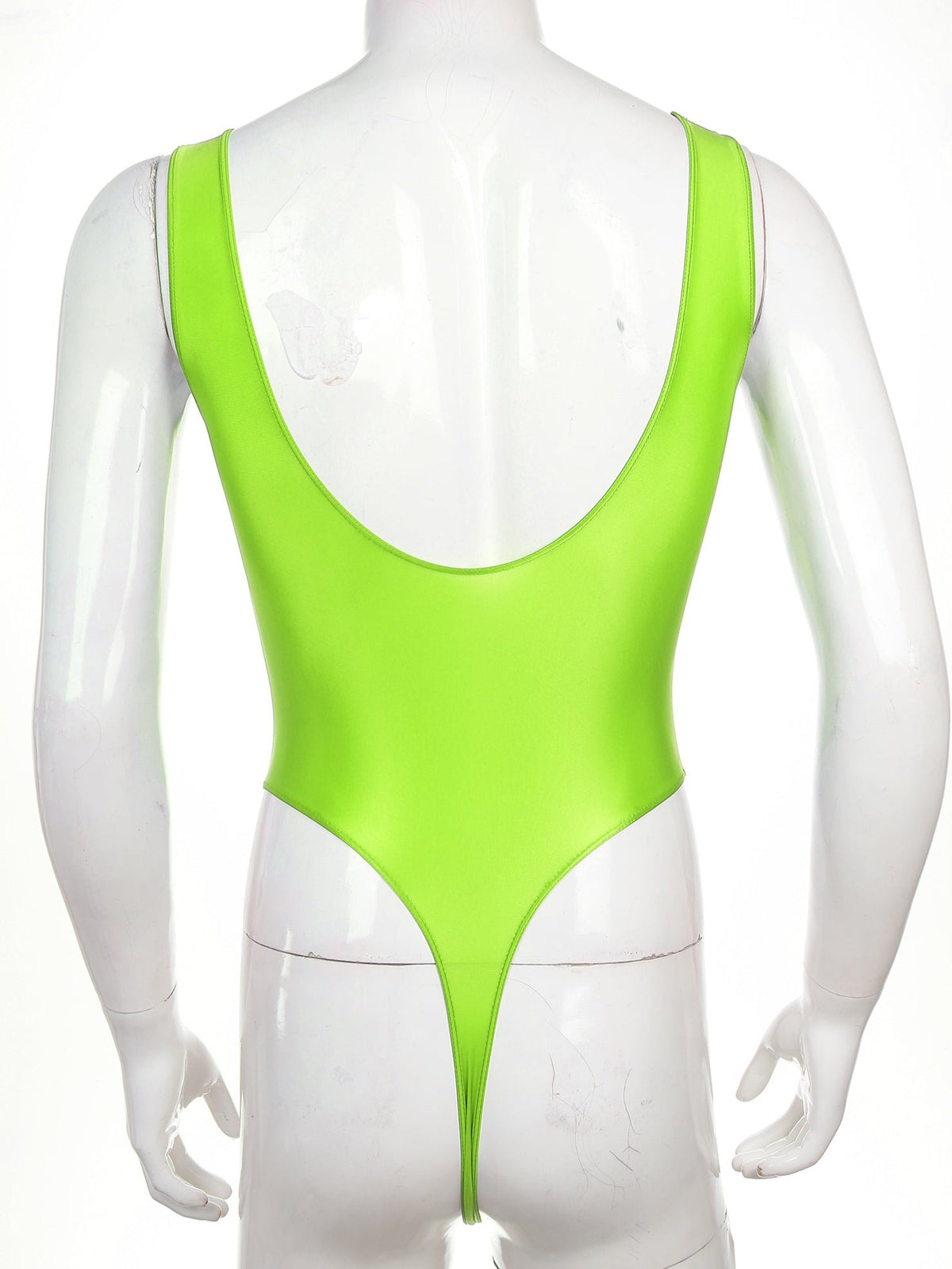 Fluorescent Green The ’80s Shiny Thong Bodysuits - Men's Singlets, Bodysuits, Leotard & Unitard - pridevoyageshop.com