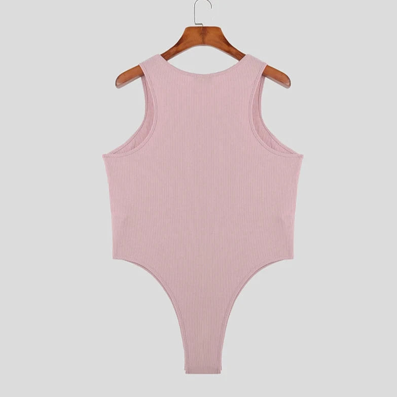 pink Demure Ribbed Tank Bodysuit - Men's Singlets, Bodysuits, Leotard & Unitard - pridevoyageshop.com