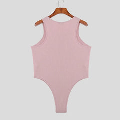 pink Demure Ribbed Tank Bodysuit - Men's Singlets, Bodysuits, Leotard & Unitard - pridevoyageshop.com