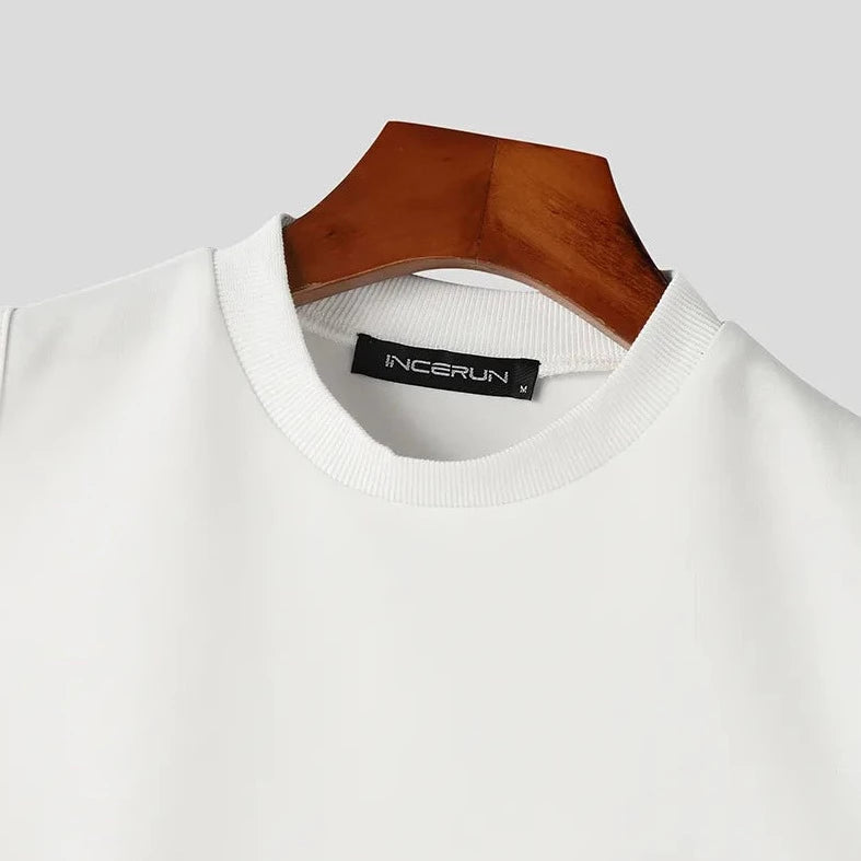 details of white Men's Designer Hollow Out Crop Tops | Gay Crop Tops & Clubwear - pridevoyageshop.com - gay crop tops, gay casual clothes and gay clothes store