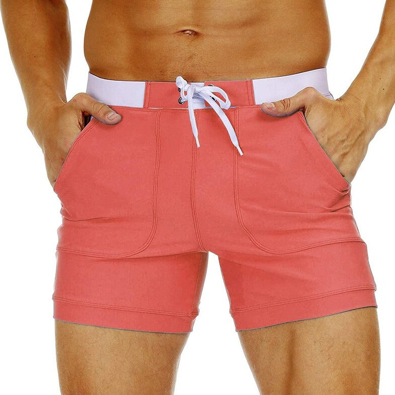 hot gay man in Watermelon Red Gay Swimwear & Beachwear | Drawstring Boxer Swim Trunks - pridevoyageshop.com - gay men’s underwear and swimwear