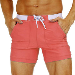 hot gay man in Watermelon Red Gay Swimwear & Beachwear | Drawstring Boxer Swim Trunks - pridevoyageshop.com - gay men’s underwear and swimwear
