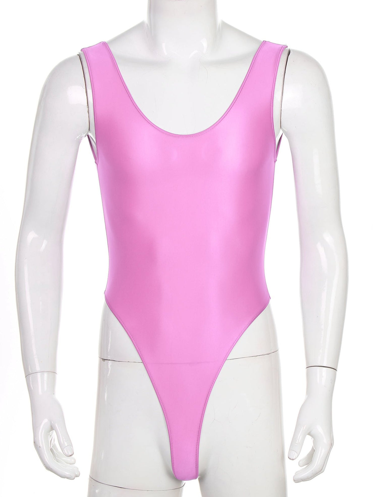 Pink The ’80s Shiny Thong Bodysuits - Men's Singlets, Bodysuits, Leotard & Unitard - pridevoyageshop.com