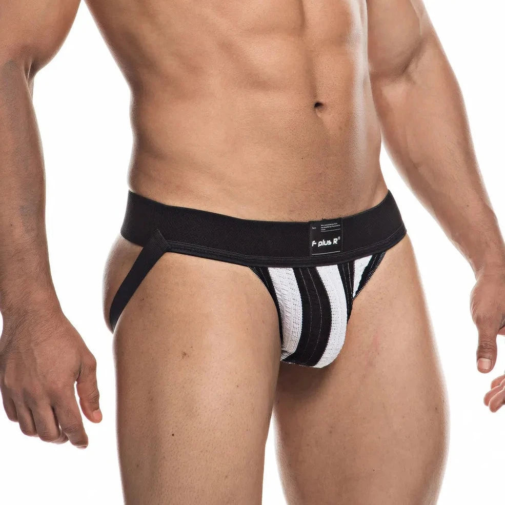 a sexy gay man in black Athletic Stripe Jockstraps - pridevoyageshop.com - gay men’s underwear and swimwear