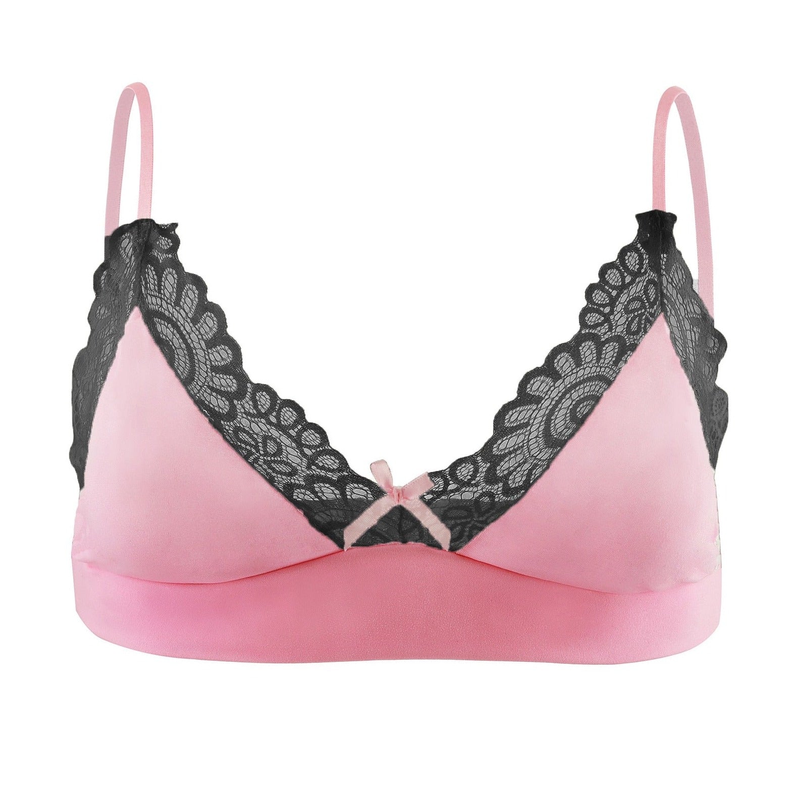 pink and black Sensual Lace Trim Bras: Bralette and Lingerie for Men- pridevoyageshop.com - gay men’s harness, lingerie and fetish wear