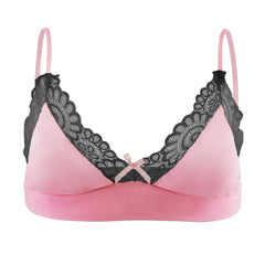 pink and black Sensual Lace Trim Bras: Bralette and Lingerie for Men- pridevoyageshop.com - gay men’s harness, lingerie and fetish wear