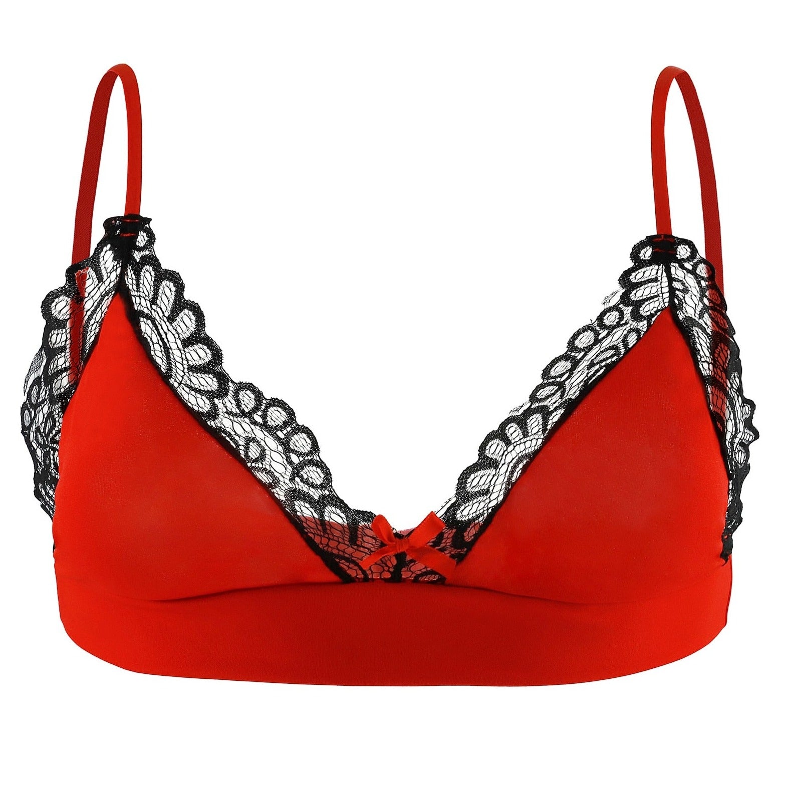 red Sensual Lace Trim Bras: Bralette and Lingerie for Men- pridevoyageshop.com - gay men’s harness, lingerie and fetish wear